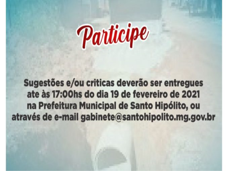 Edital de Consulta Pública do Plano Municipal de Saneamento Básico