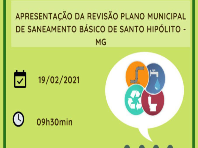 Convite de Audiência Pública para apresentação da Revisão do Plano Municipal de Saneamento Básico.